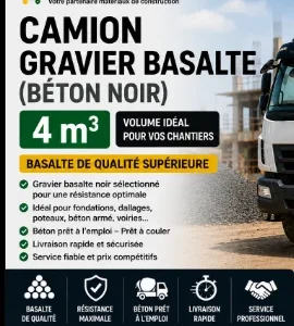 Camion Gravier Basalte 4m³ (Béton Noir) Sénégal : Prix