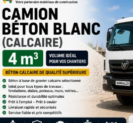 Camion Béton Blanc 4m³ (Calcaire) Sénégal : Prix & Livraison