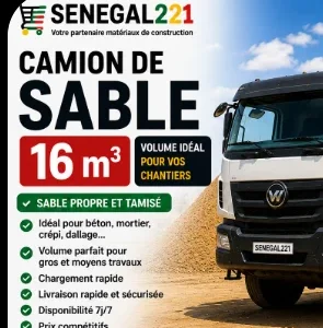 Camion de Sable 16m³ (Dune / Mer) Sénégal : Prix & Livraison