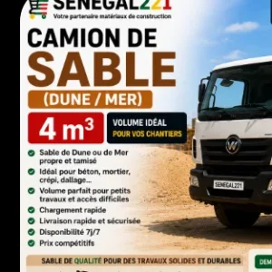 Camion de Sable 4m³ (Dune / Mer) Sénégal : Prix & Livraison