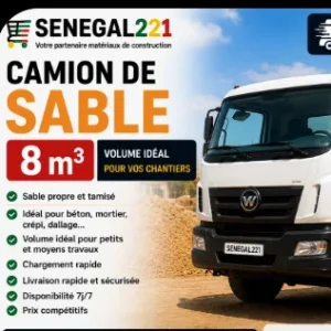 Camion de Sable 8m³ (Dune / Mer) Sénégal : Prix & Livraison